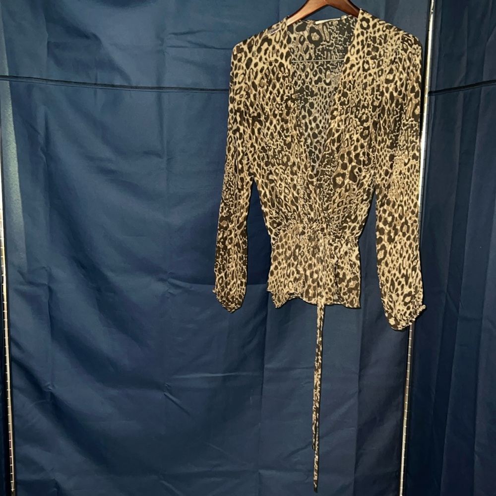 Tahari sheer cheetah print top